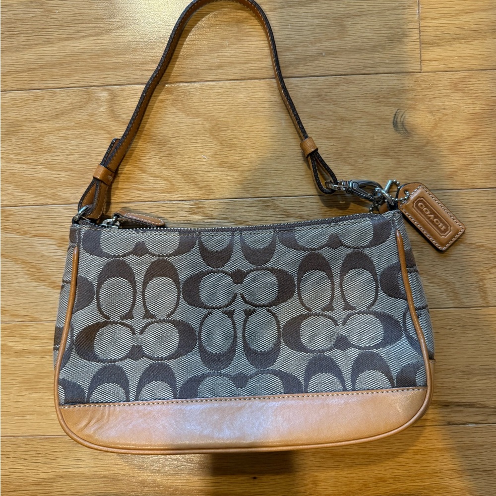 Coach Signature Brown and Tan Shoulder Bag